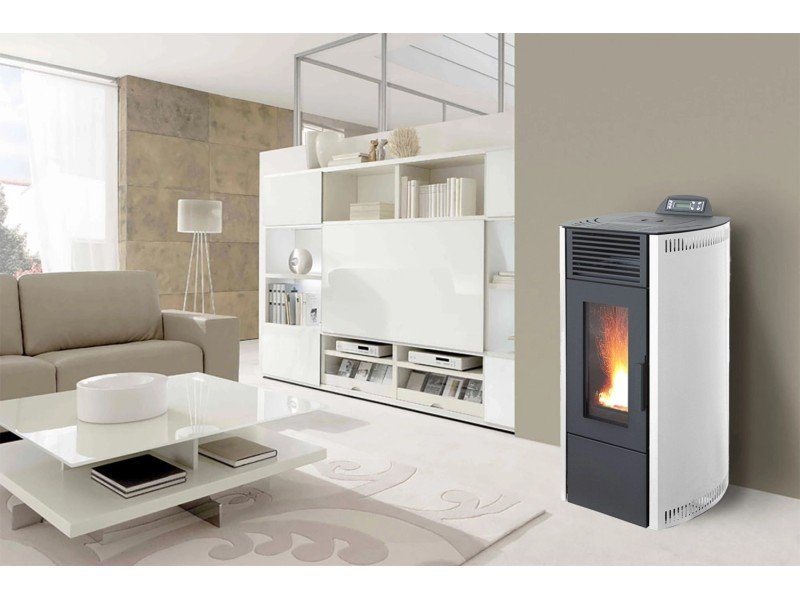Rowi salamandra a pellets em aço branca 8,7 kW