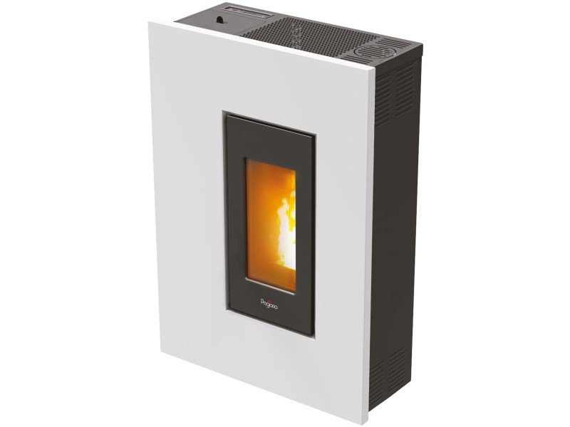 PEGASO Salamandra a pellets Madison em aço branco 5,3 kW com controlo automático