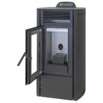 Rowi salamandra a pellets em aço preta 7,7 kW