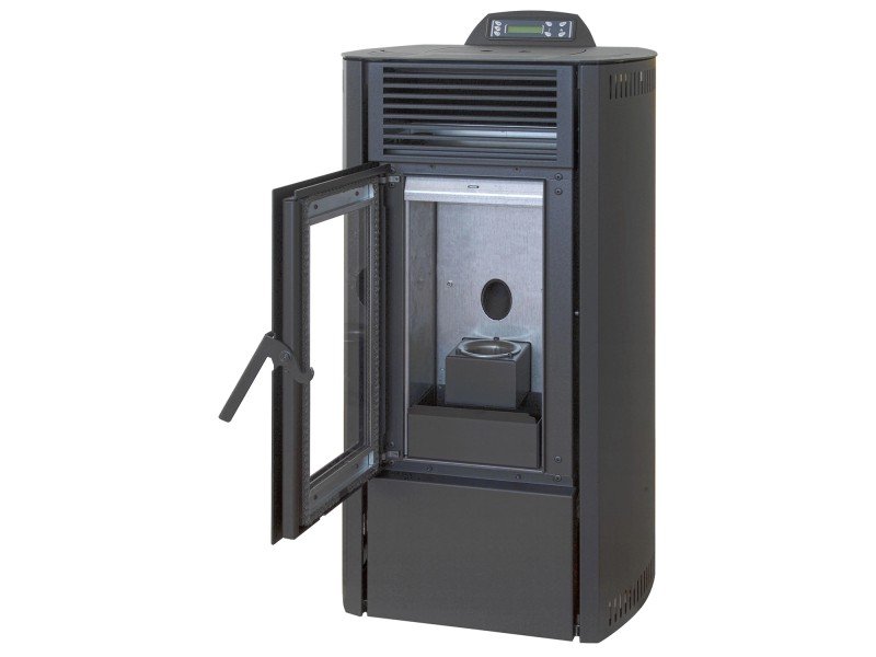 Rowi salamandra a pellets em aço preta 7,7 kW