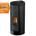 Freepoint Breeze salamandra a pellets em aço preta 9,1 kW com controlo automático