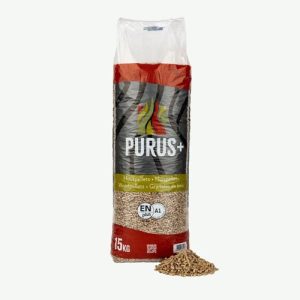 Purus+ pellets de madeira – 60 sacos de 15 kg – palete 900 kg – 100 % madeira de coníferas – ENplus A1