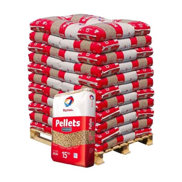 TotalEnergies Premium pellets de madeira – 66 sacos de 15 kg – palete 990 kg – DINplus