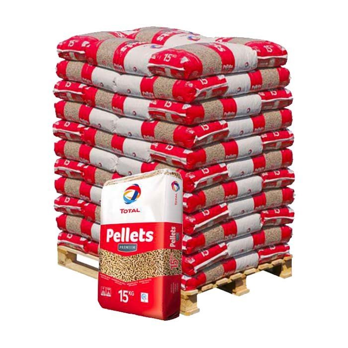 TotalEnergies Premium pellets de madeira – 66 sacos de 15 kg – palete 990 kg – DINplus