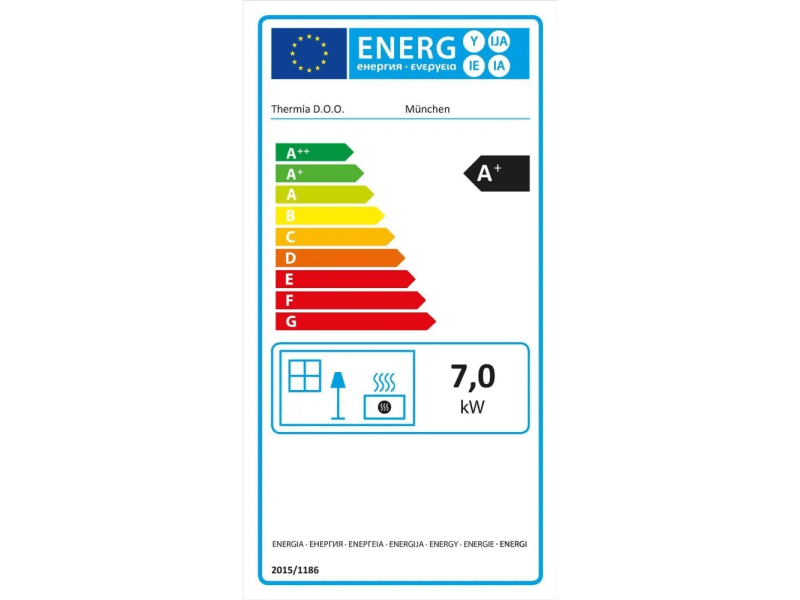 Thermia München V3 salamandra a lenha cinzento-ferro fundido com pedra-sabão 7 kW automática
